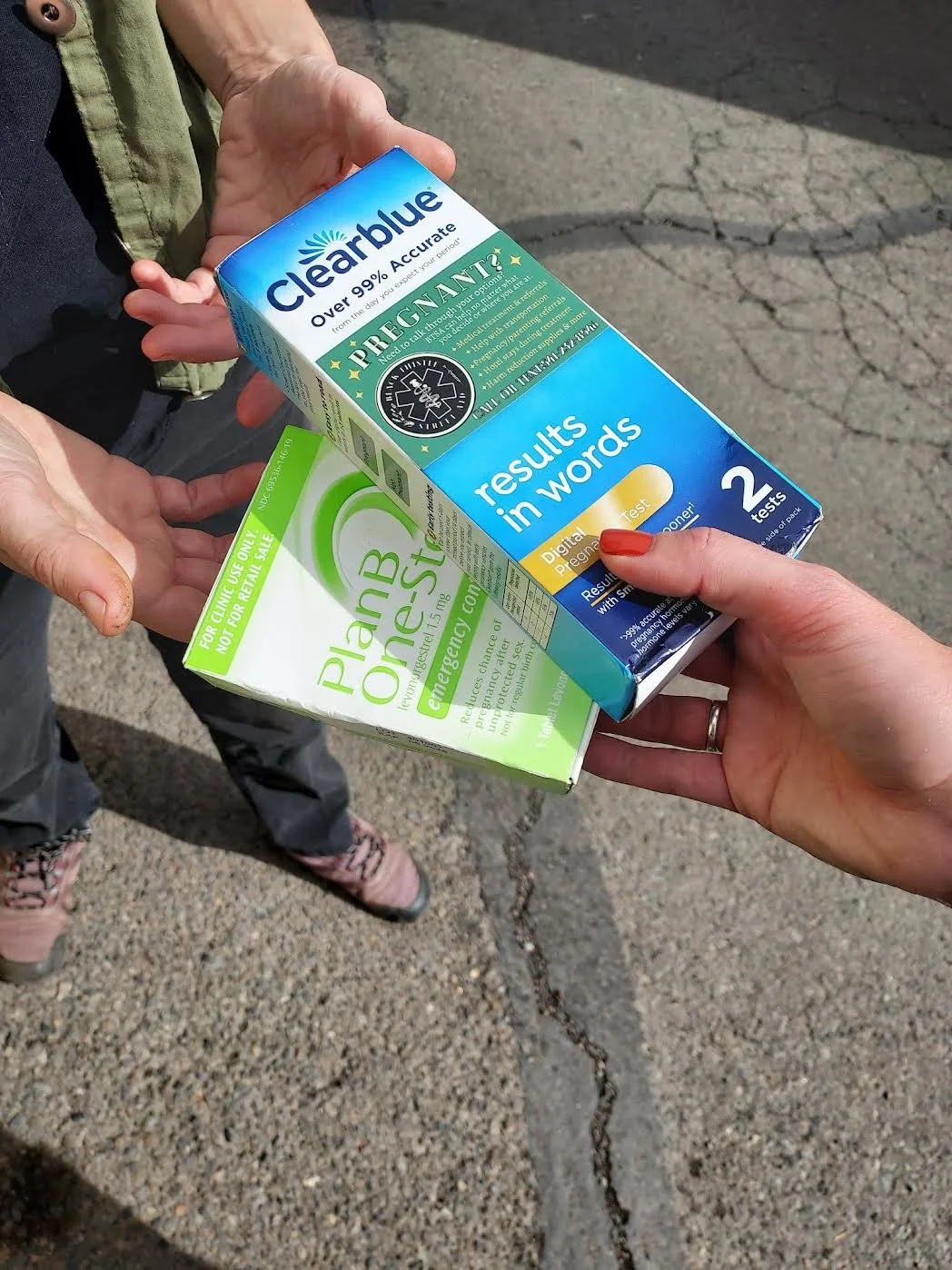 pregnancy test & plan B being handed out