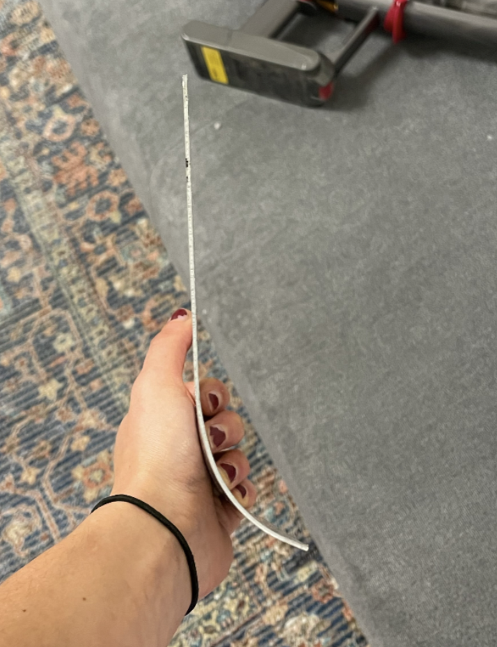 Photo taken in attempt to capture the curvature of the slip rolled metal