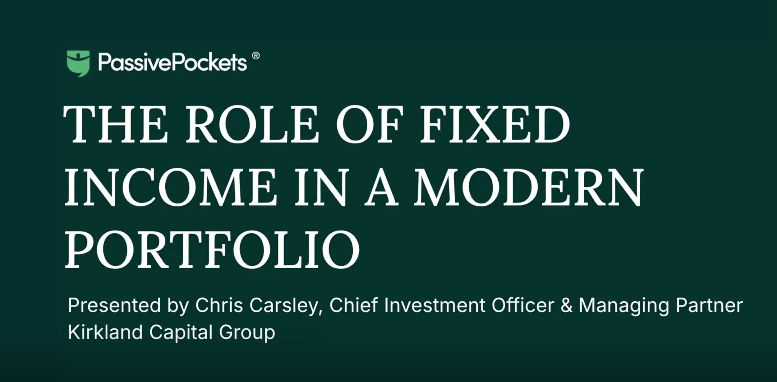 The Role of Fixed Income in a Modern Portfolio