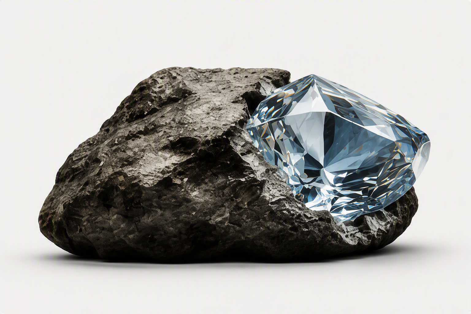 Semi-cut diamond emerging from rough stone representing hidden opportunity