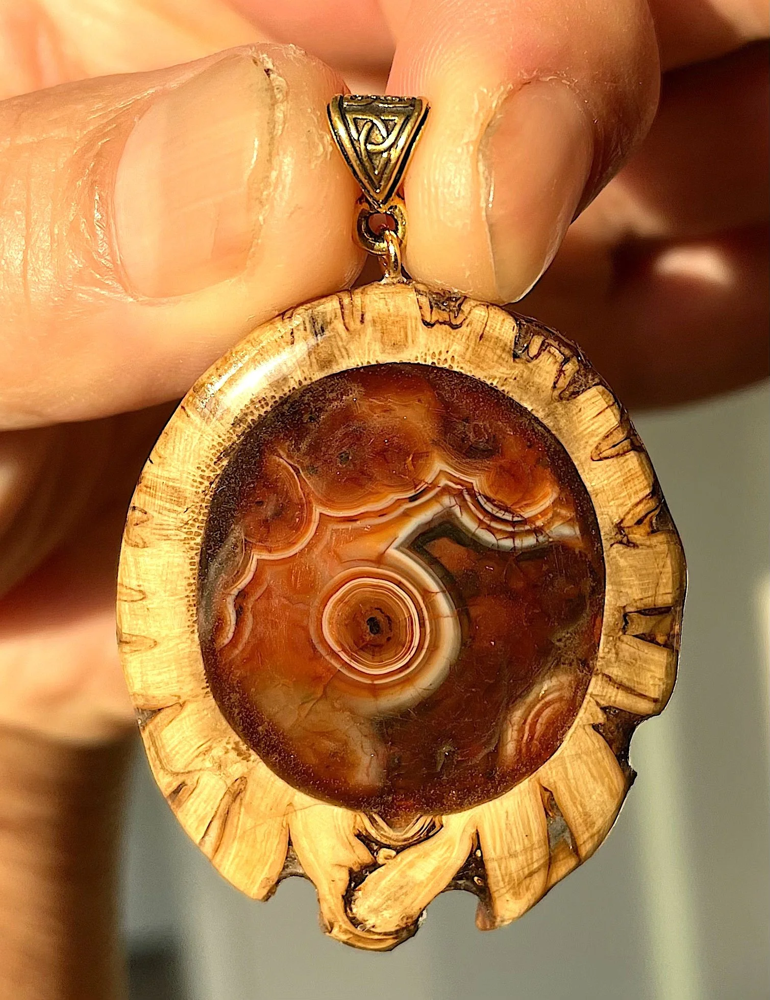 Sun Root Pendant (Red Bahia Tube Agate)