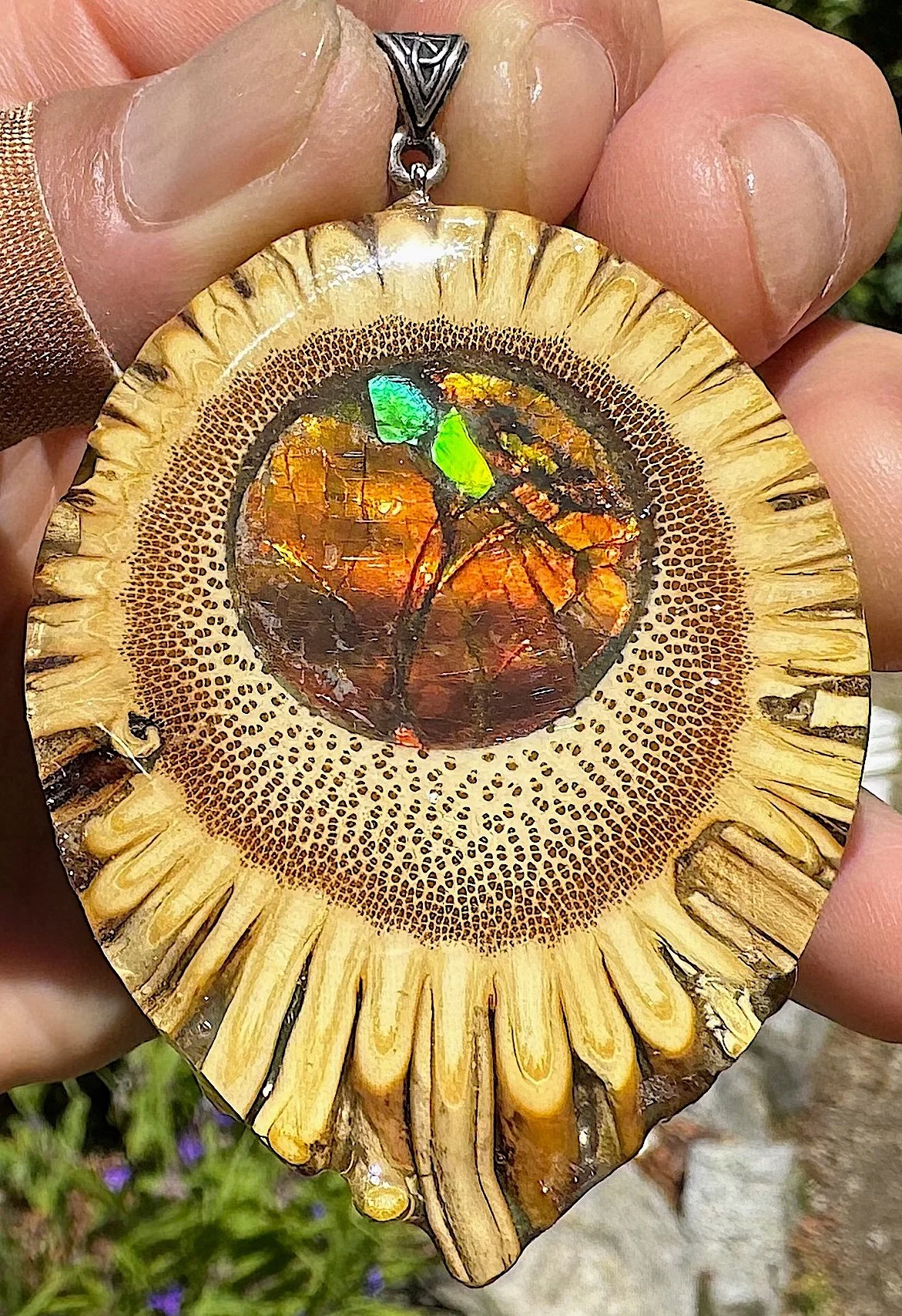 Sun Root  Ammolite-nite Pendant