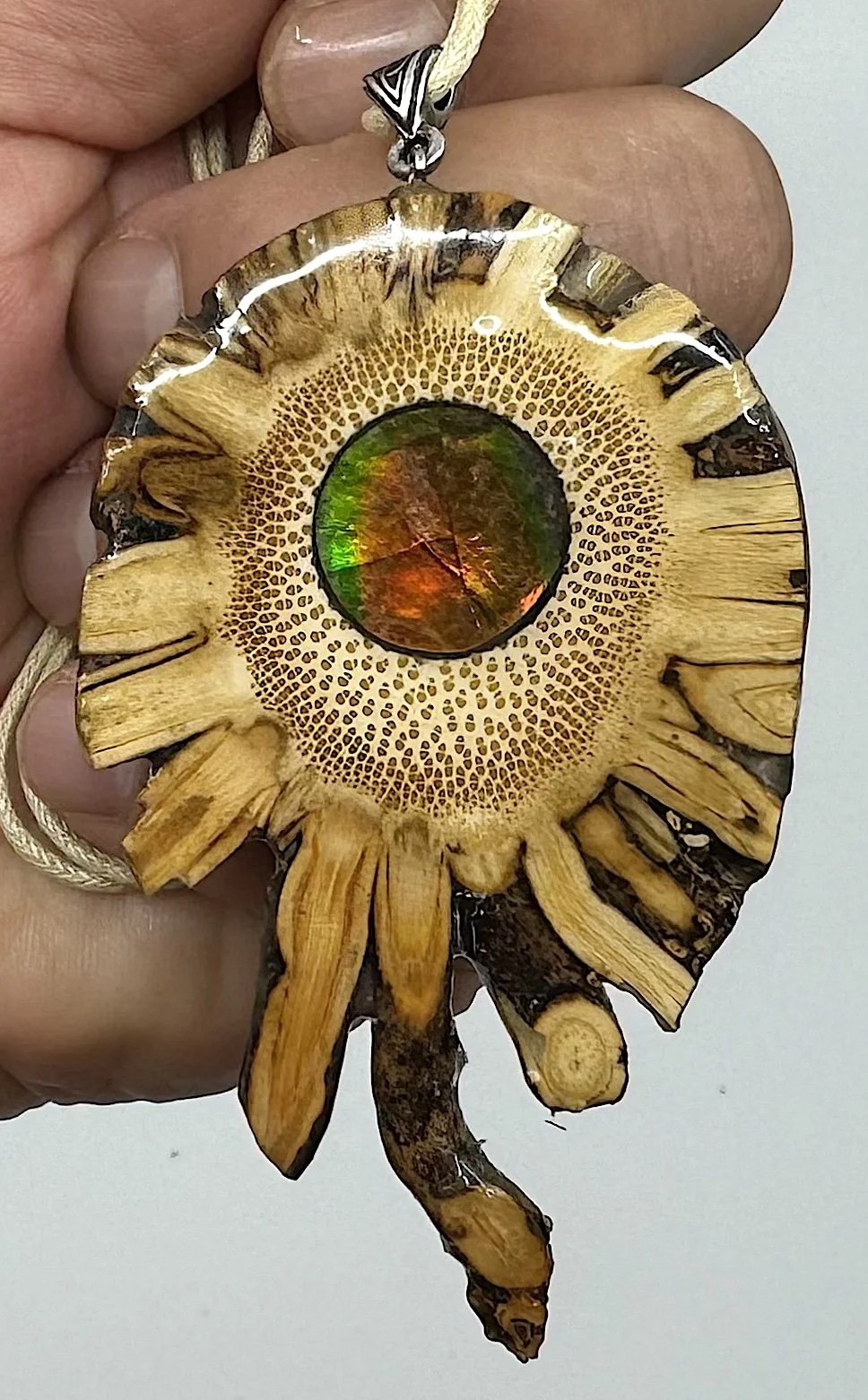 Sun Root Ammolite-nite Pendant