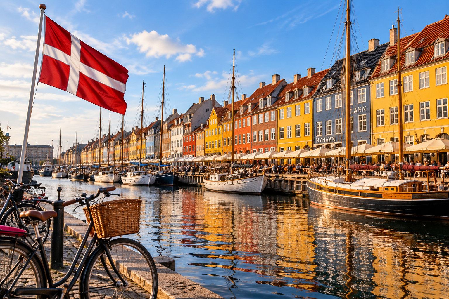Farbenfrohes Nyhavn im goldenen Abendlicht.png
