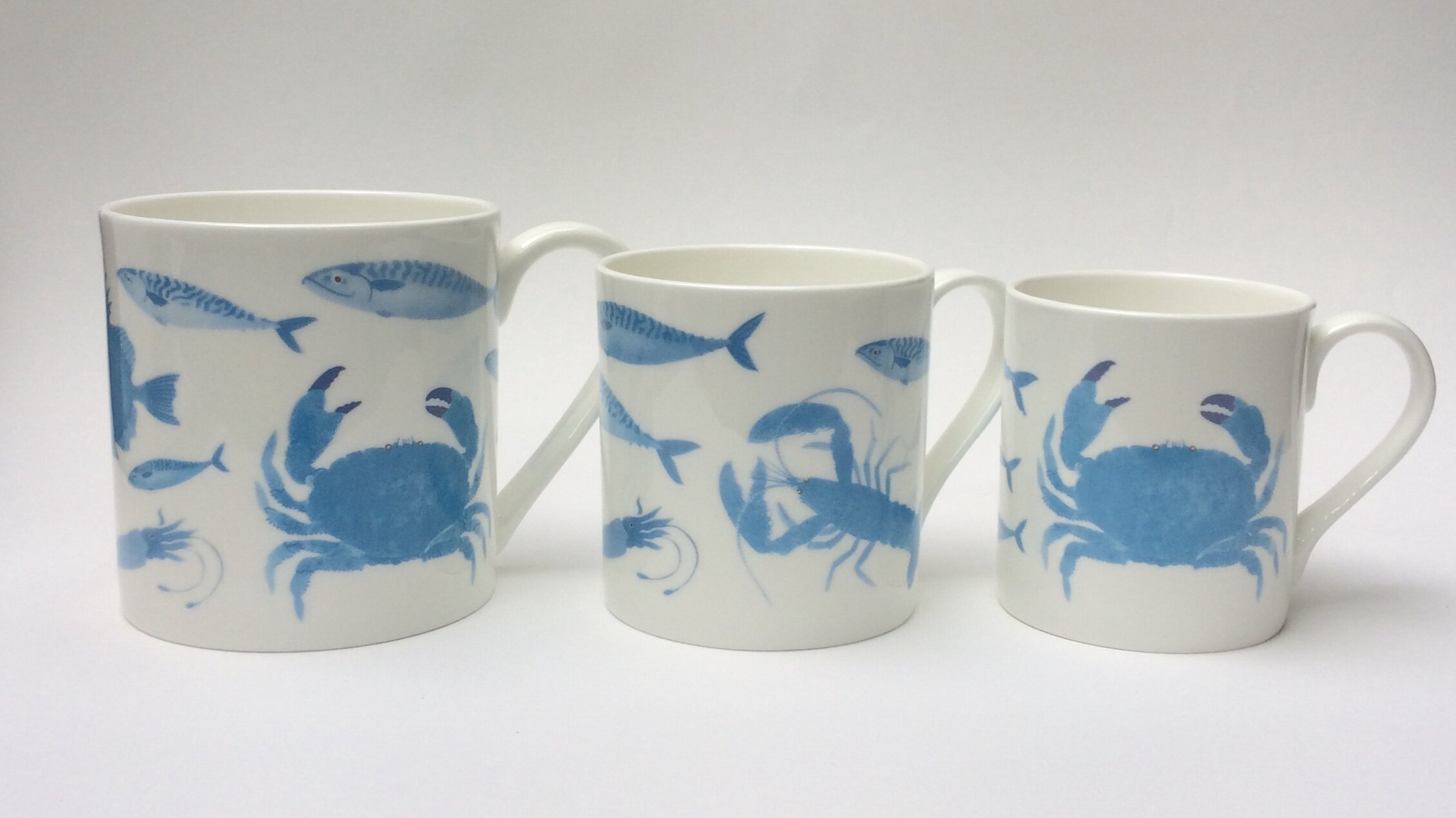 Mugs 3 sizes
1 pt mug, £23.
3/4 pt mug, £15
1/2 pt mug, £10
