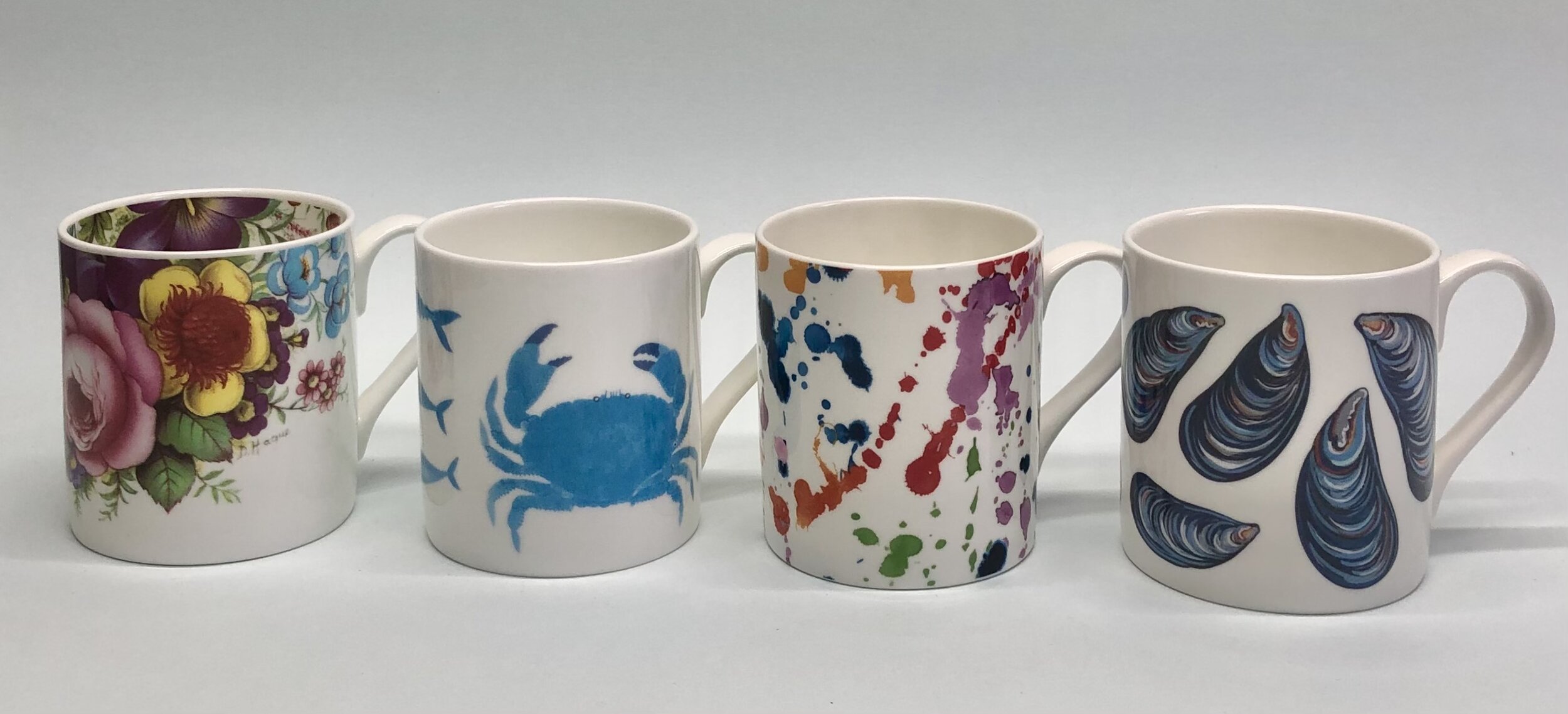 3/4 pt Mugs
Crab, Lobster, Splash and Shells, £15
