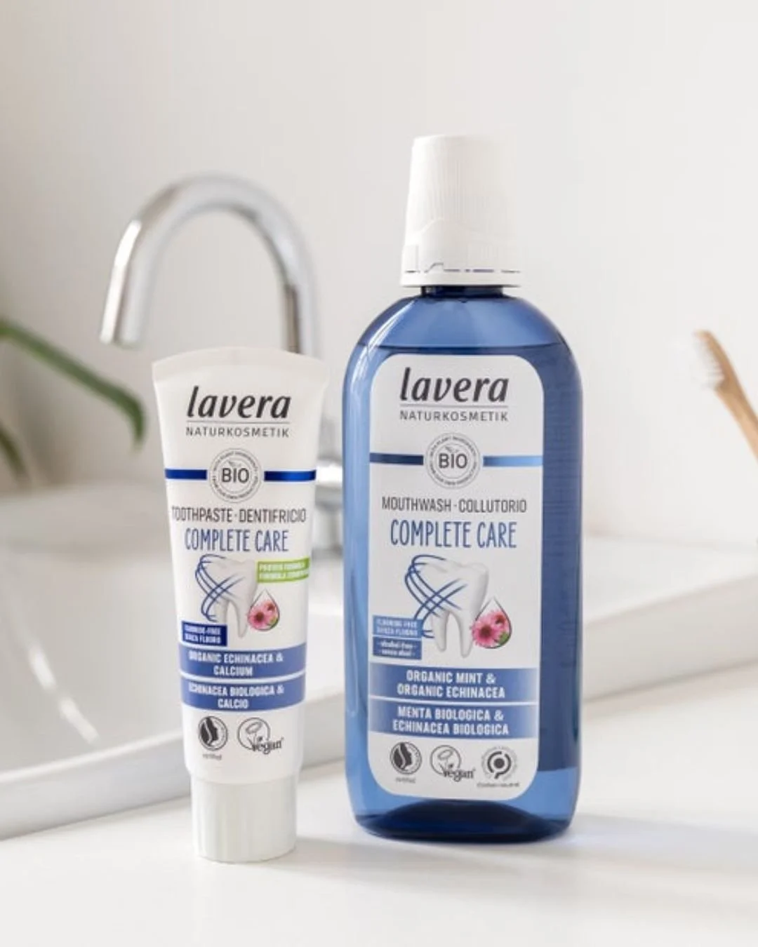 Our Complete Care Toothpaste and Mouthwash duo: powered by naturally derived ingredients that clean, freshen, and protect&mdash;without fluoride and harsh chemicals. 

#laverauk #natural #organic #naturaloralcare #naturaloralcareproducts #toothpaste 