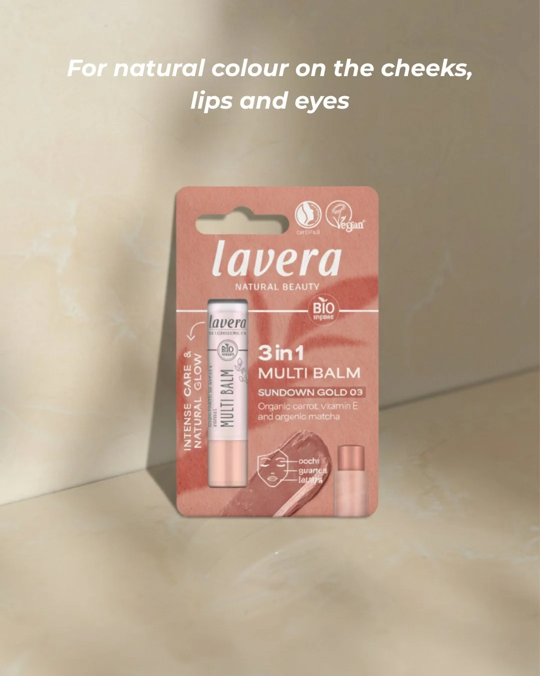 One balm, endless glow. ✨

The lavera Multi Balm is our secret to a 5-minute face. Its lightweight texture blends like a dream on eyes, lips, and cheeks for a weightless, fresh-faced finish that lasts all day. Apply, blend, and build. It&rsquo;s that
