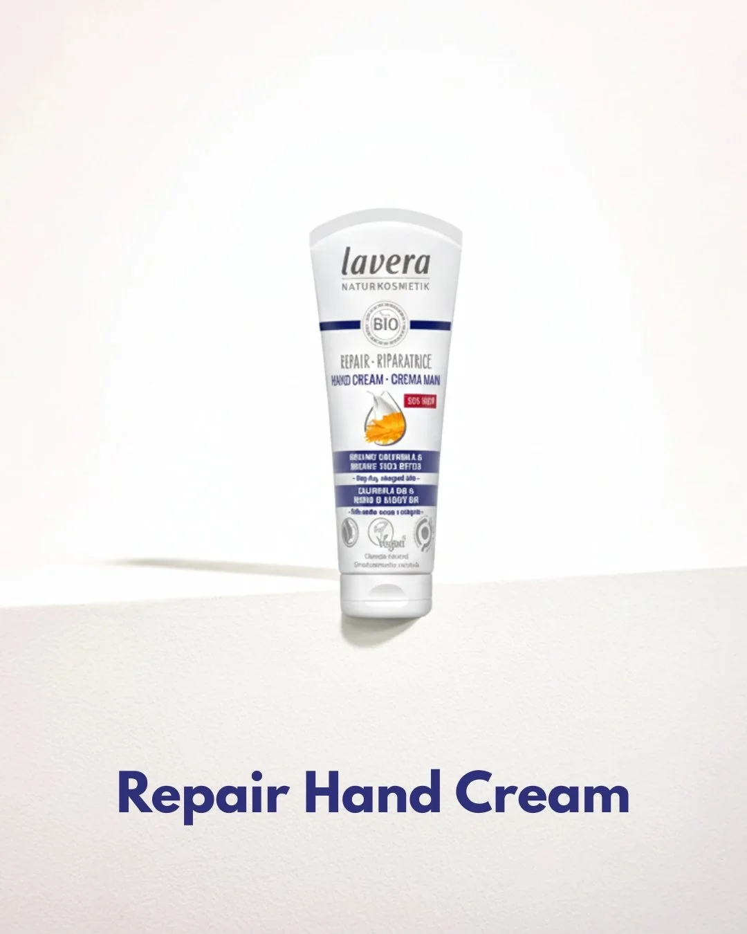 Experience the lavera feeling of supple, soft skin every single day with our Repair Hand Cream. Our protective formula&mdash;infused with organic calendula and organic shea butter&mdash;goes to work instantly, giving stressed hands the feeling of ric