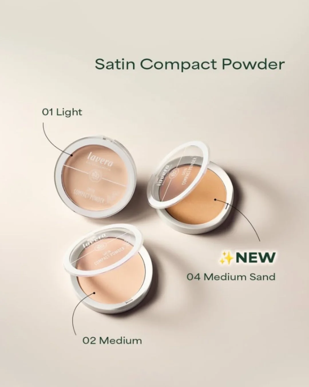 Our Satin Compact Powder range just got a little update. We&rsquo;re officially introducing Medium Sand 04&mdash;our newest shade designed to give you a long-lasting, flawless complexion.

With a velvety texture that leaves the skin feeling silky sof