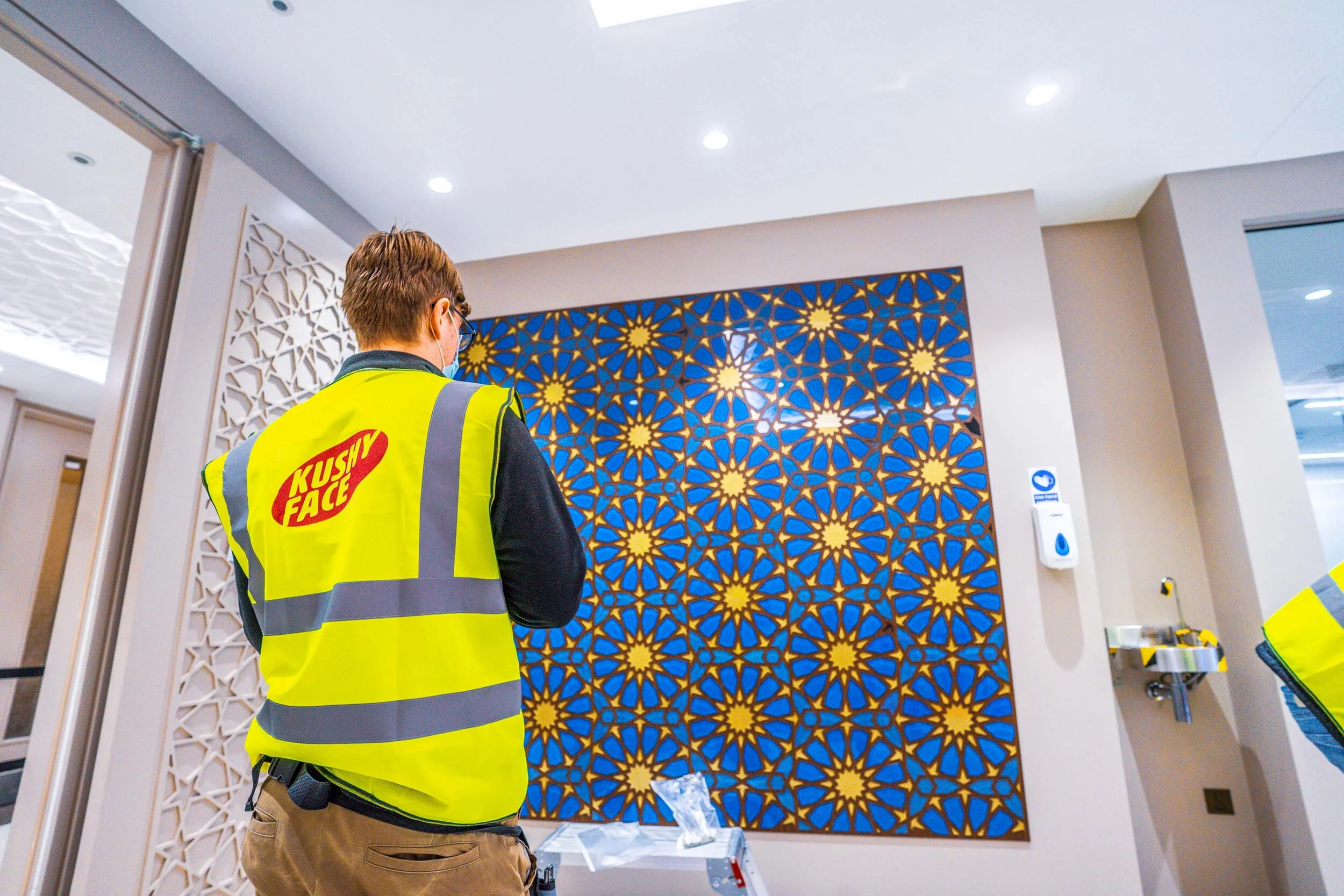 blue and gold mosaic piece 