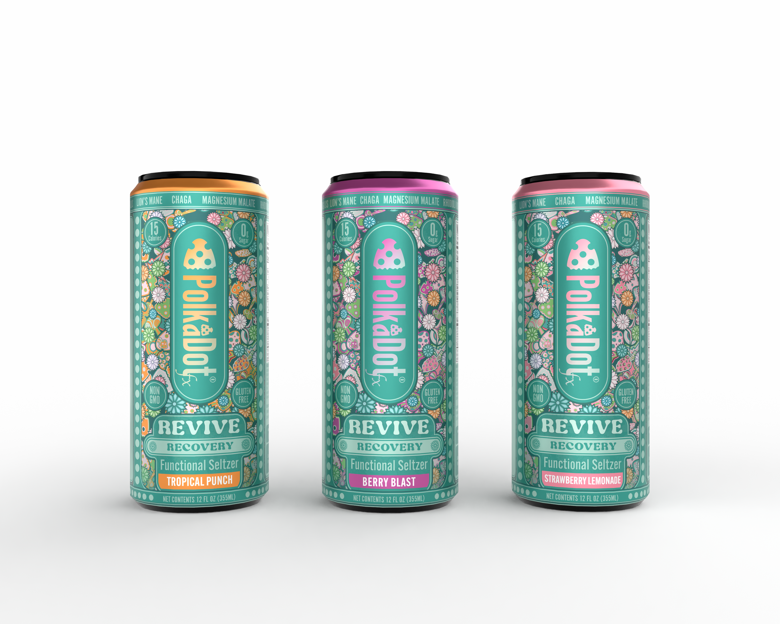 PolkaDotFx_Seltzer_Can_Revive_BlackLid_Render_Front_3Flavors_03-3Cans.png