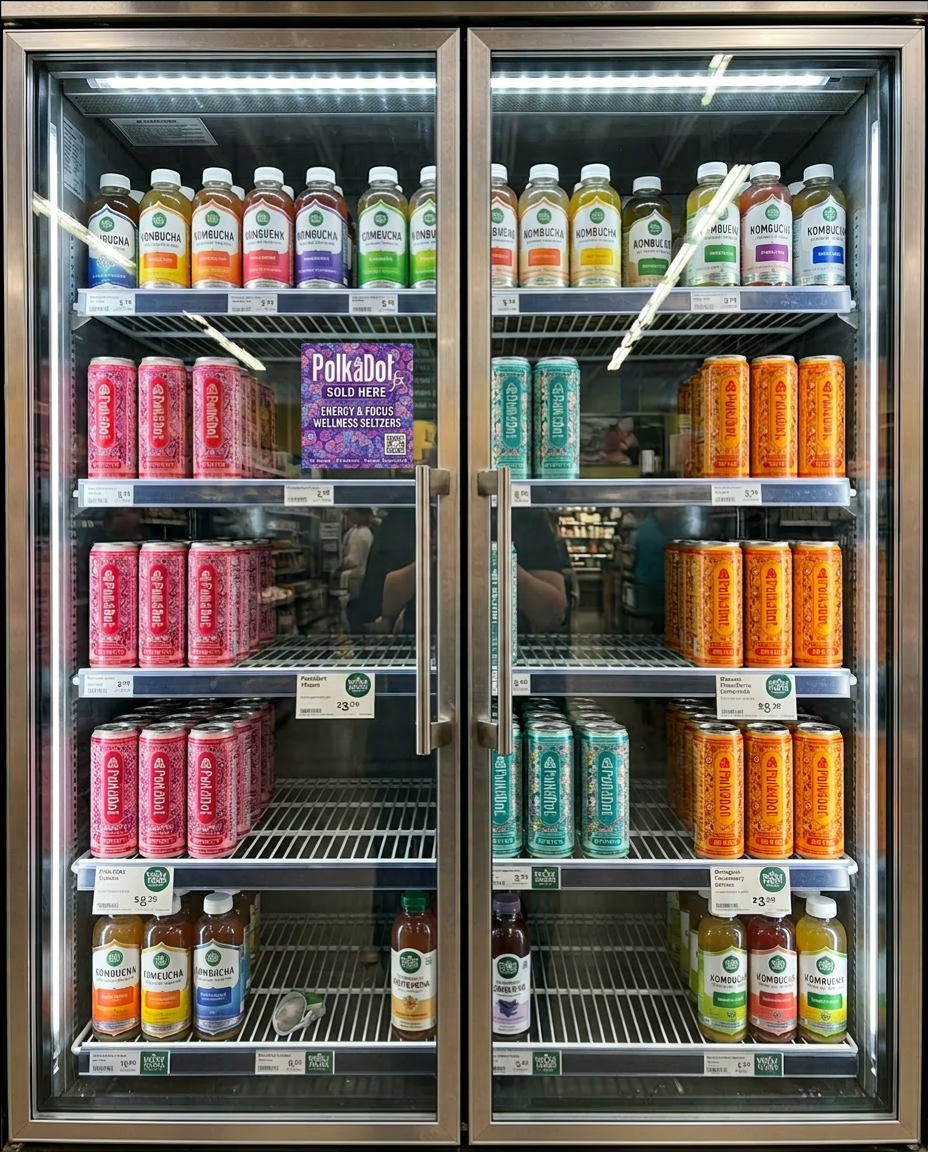 Image 2 — Small Shelf Talker

The compact version tucked between cans on the shelf


Recommended: 4" × 4" (square)
Fits neatly within a single shelf slot without blocking product
Alternative: 3.5" × 3.5" if shelf depth is tight