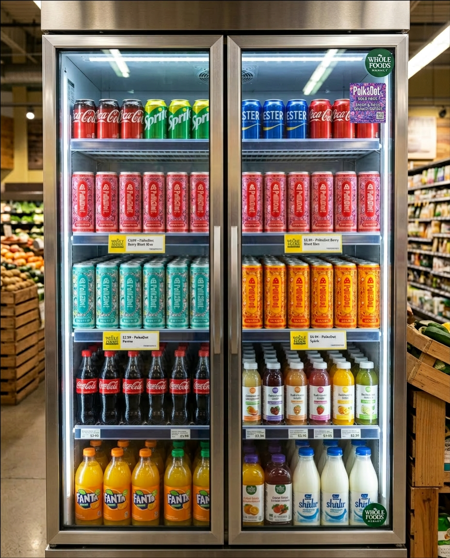 Image 3 — Corner Door Decal

Small square tucked in the upper corner, comparable in size to the Whole Foods circular logo beside it


Recommended: 4" × 4" (square)
This is a static cling or adhesive vinyl placement — retailers typically allow this on