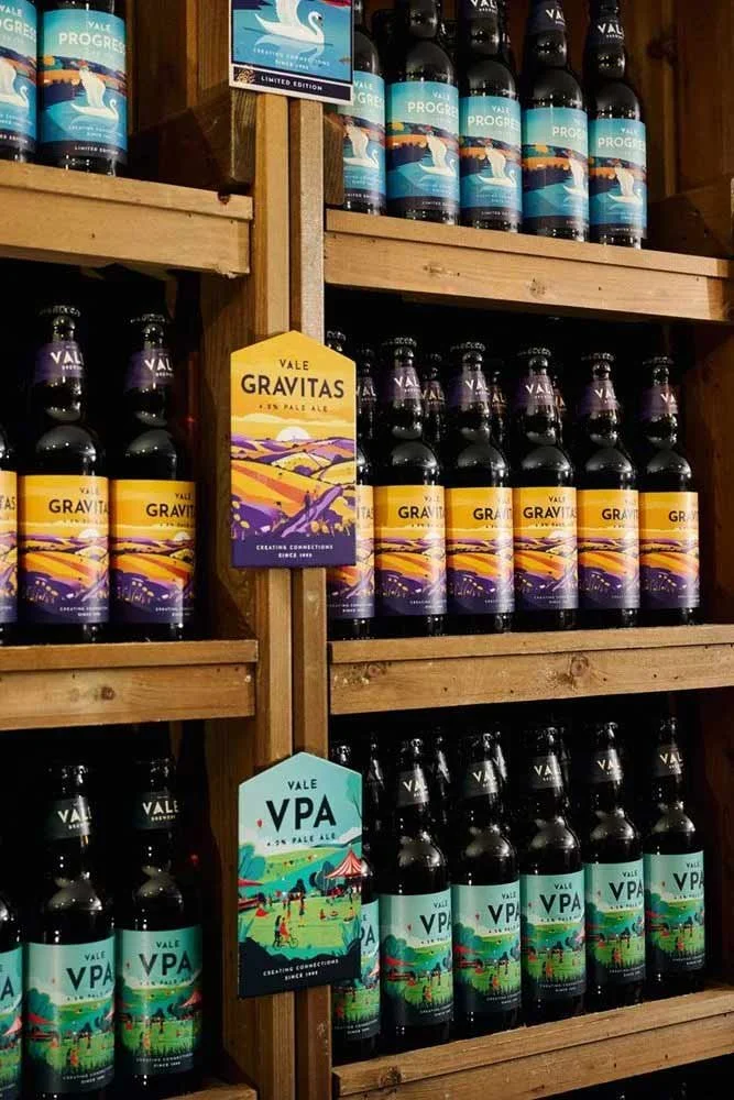 Vale Brewery Gravitas pale ale bottles featuring the rebranded packaging and visual identity