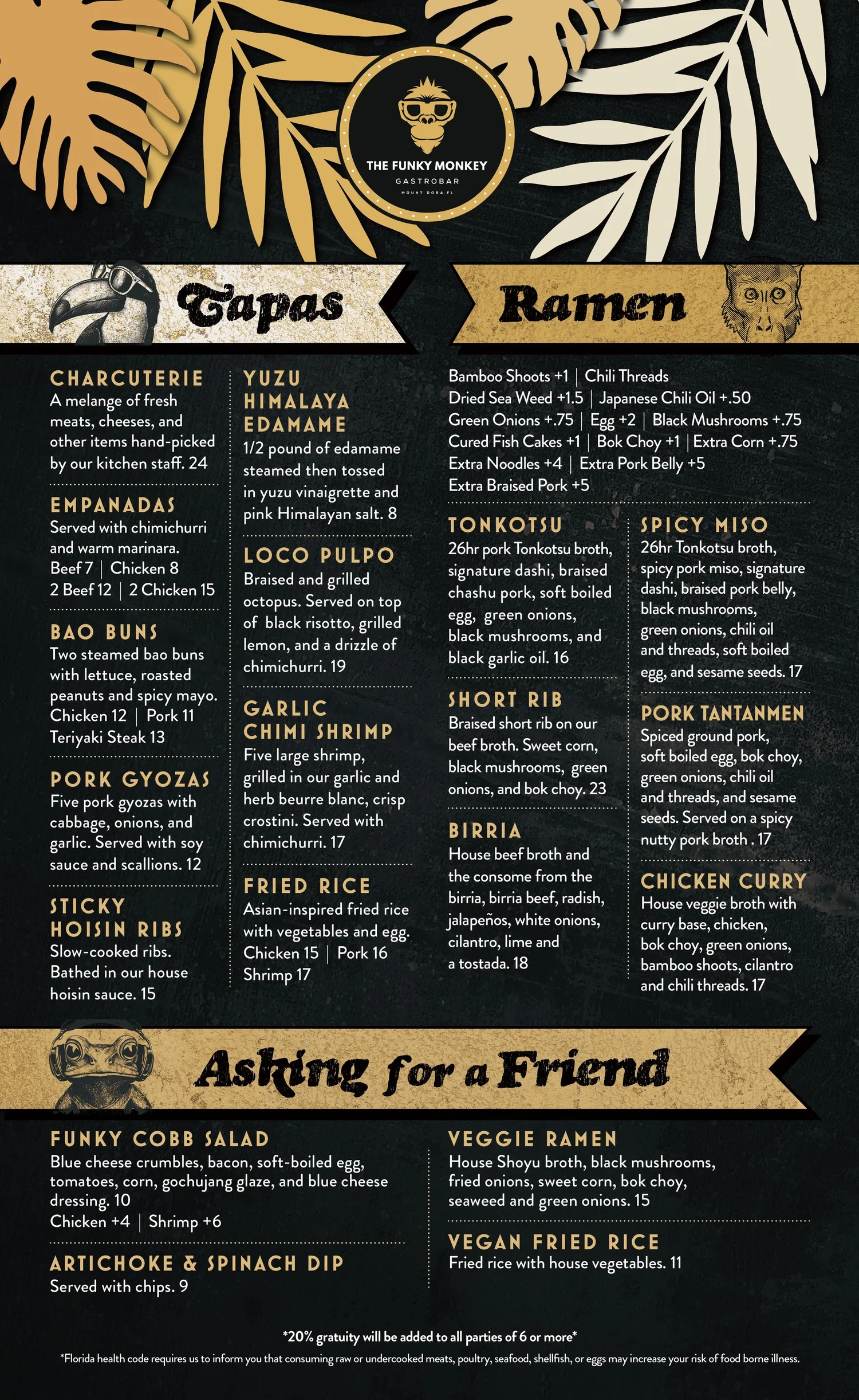 Menu — The Funky Monkey