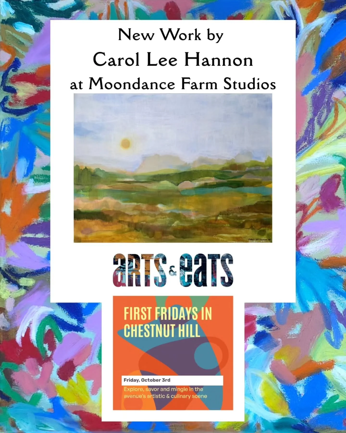 Join us for the next First Friday to check out new paintings and paper cut-outs by Carol Lee Hannon - serene, joyful, colorful, beautiful🌿

Enjoy sips &amp; bites while exploring work by many other local artists, including paintings, mixed media art