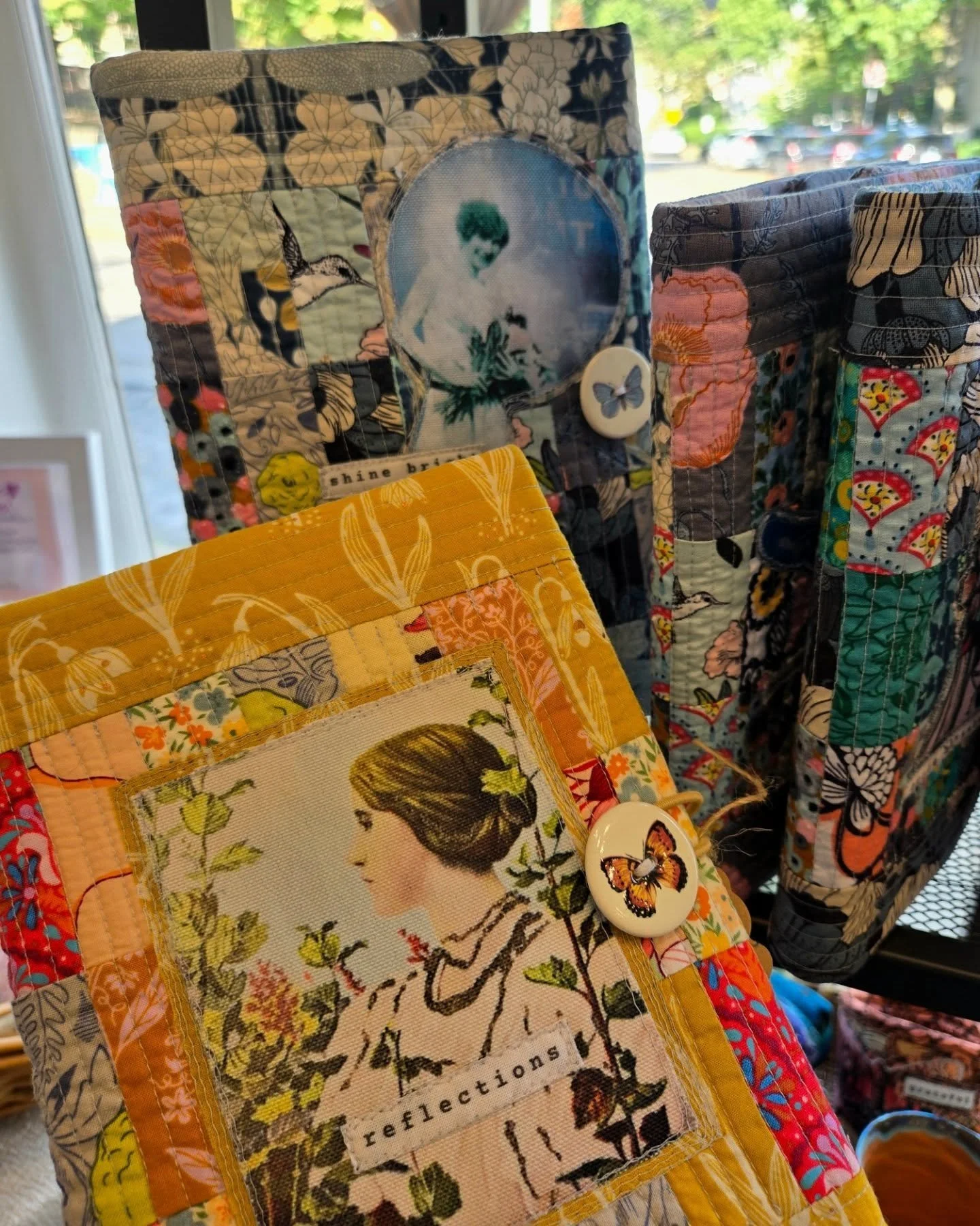 Guess who&rsquo;s back!? We&rsquo;re thrilled to have lots of new items by @mothic9 in the shop! Large totes, zippered pouches, tea towels, wine totes, journal covers, cup cozies, cards - all in Rachel&rsquo;s unmistakable vintage style, with her own