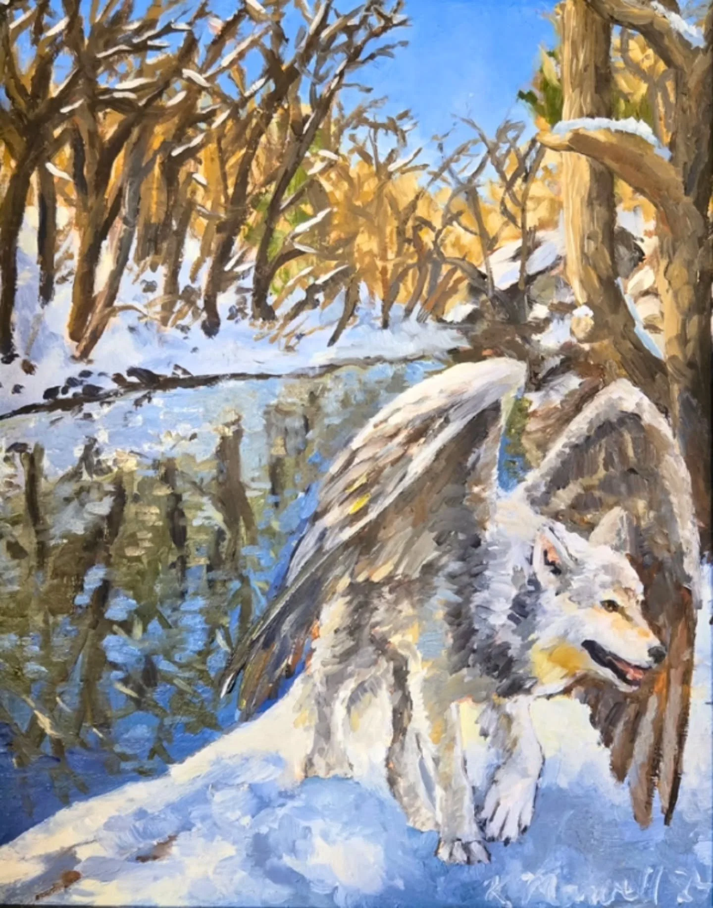 The snow is melting... hang in there!
⁠
⁠
Snowolf, oil on panel by @katie_t_maxwell ⁠
Wintry Path, oil on panel by Holly Pomarico⁠
⁠
⁠
⁠
⁠
#winterart #snowyartscenes #phillyartgallery #chestnuthill_pa⁠
⁠
⁠