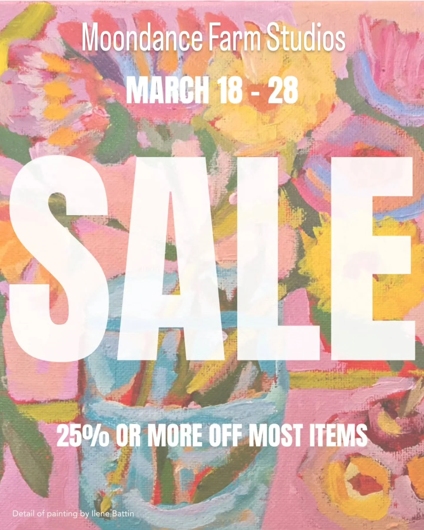 We so appreciate our loyal customers, friends, and supporters. We hope to see you in the shop during our last days&hellip;🩷
⁠
🌟 SALE!!! March 18 - 28⁠
⁠
🥂 SIP &amp; SAY GOODBYE Open House - Sat., March 21st, 3 - 7 pm⁠
⁠
🎨 OPEN DAILY through Sat.,