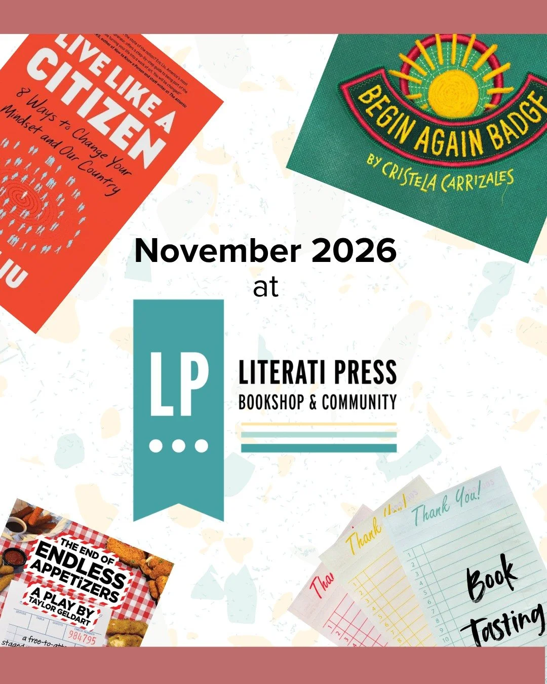 We've got some great events coming to Literati next month. Scroll through to see some of what we're looking forward to, and comment to let us know which one we'll be seeing you at!