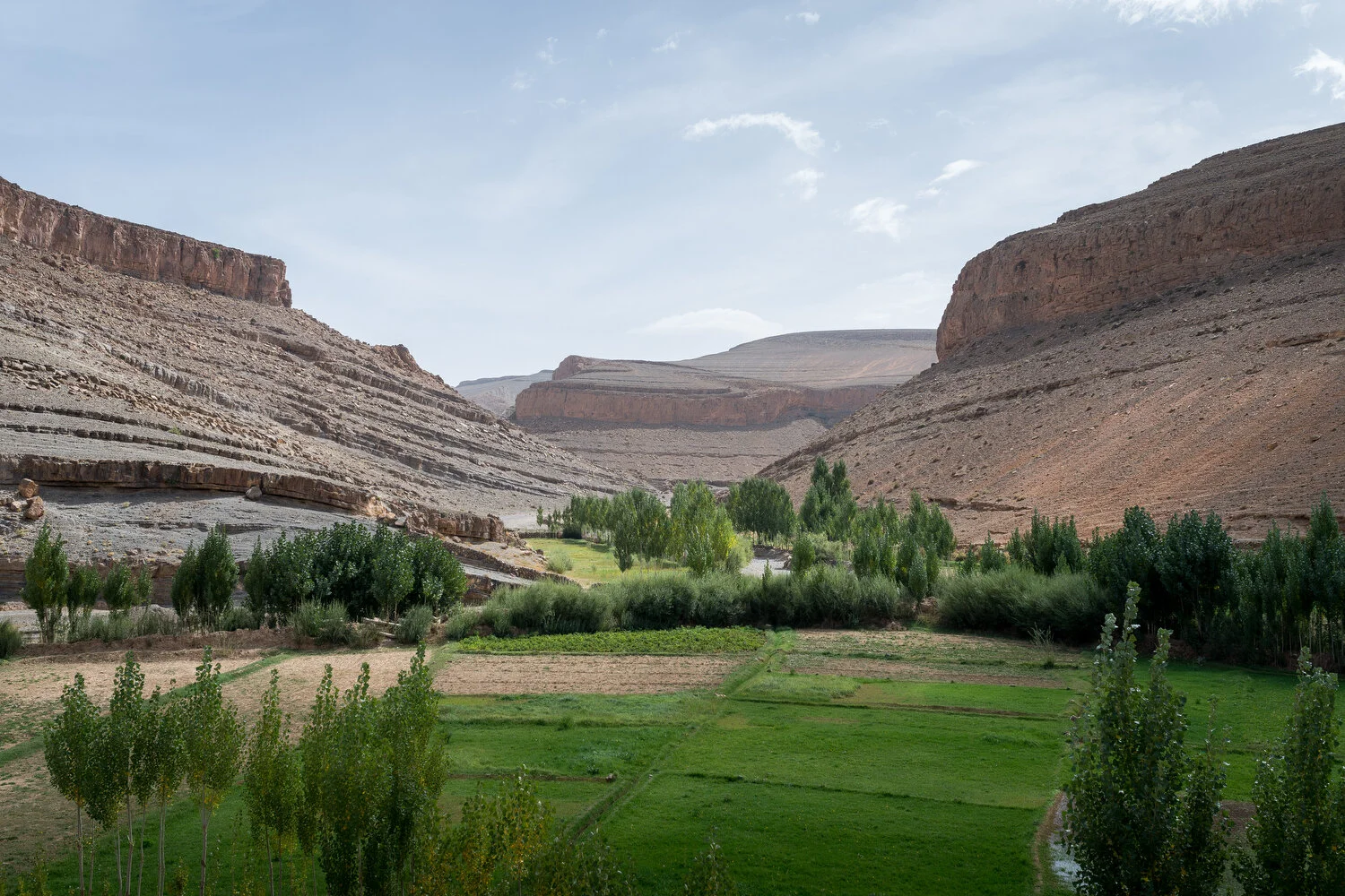  Toumliline, Atlas Mountains, Morocco - 25/09/2017  Small dams and an irrigation system built by local villagers cause a small area to blossom with vegetation. As snowfall on the peaks of the Atlas Mountains becomes less each year, the amount of melt