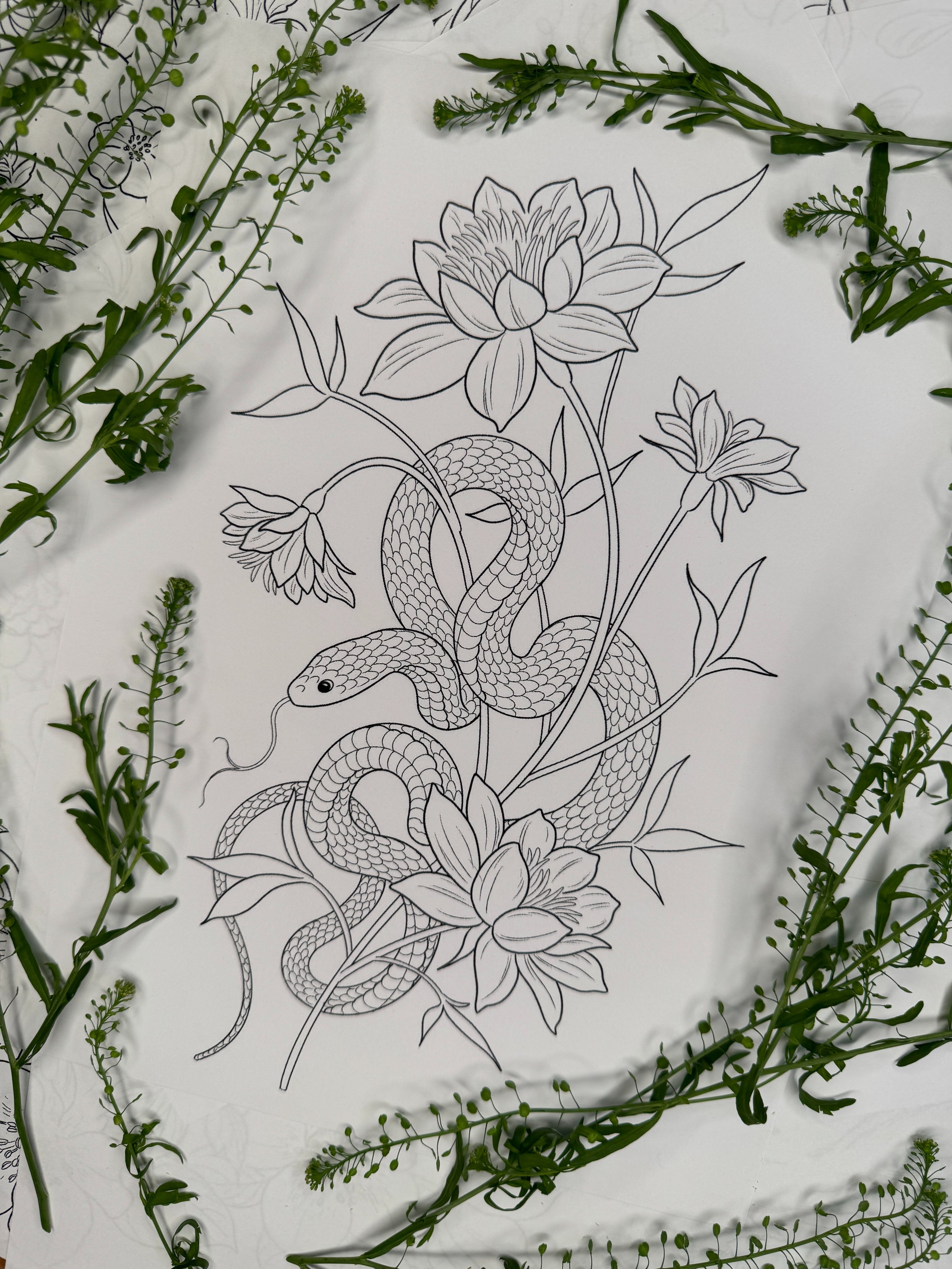 Snake and Wildflowers