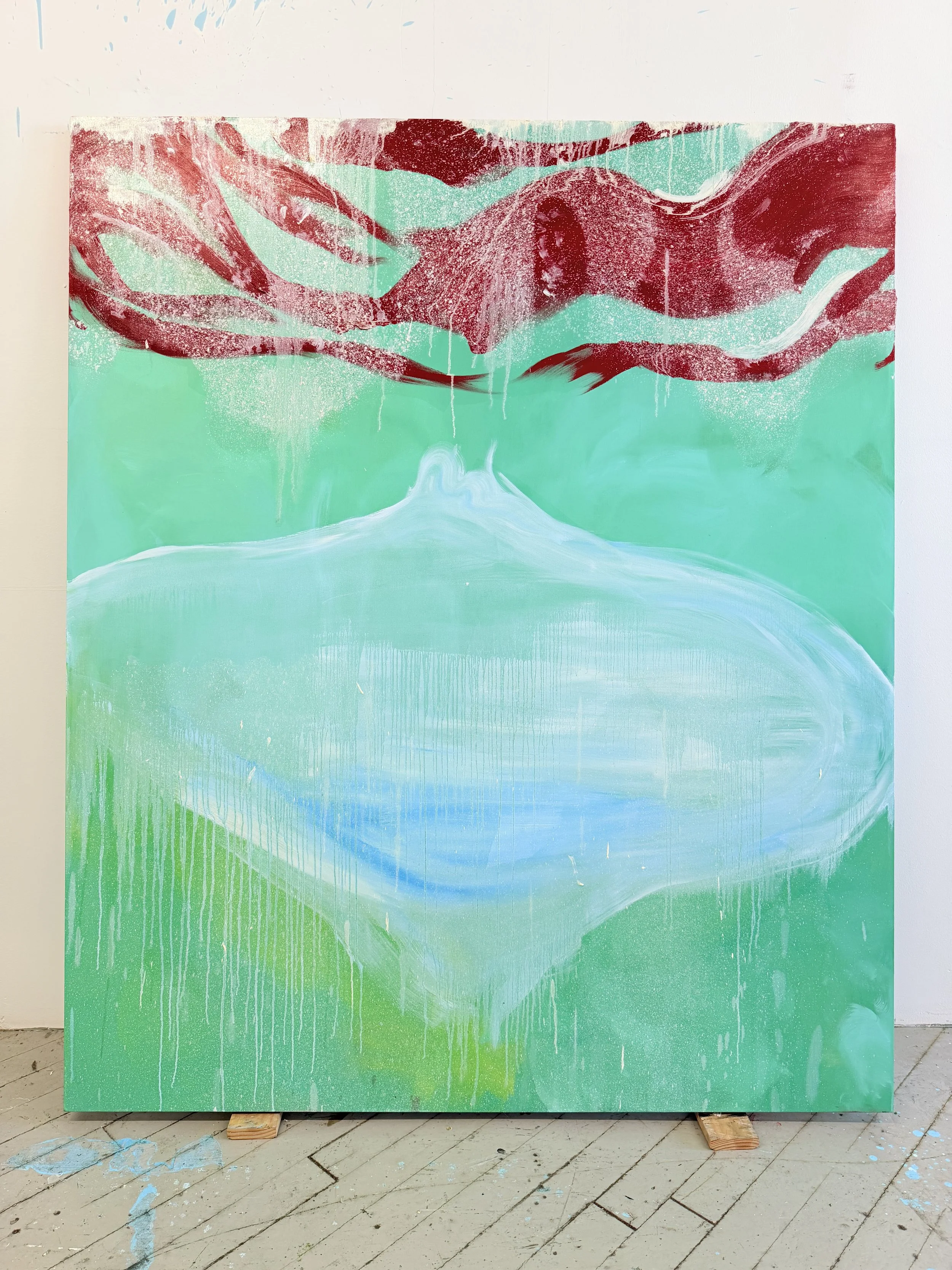 "This Is Where The Bog Man Cleans His Body". Oil on Linen 60"X72" 2024
