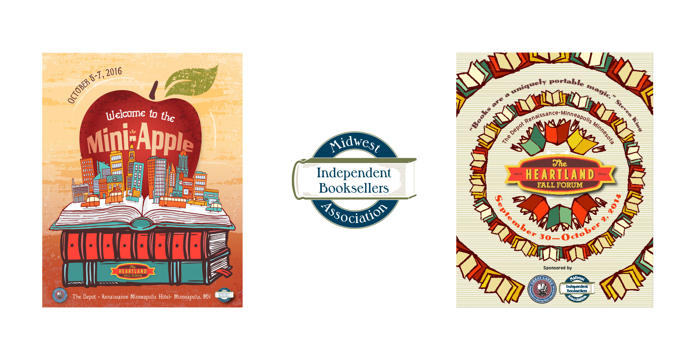 Logo Design Midwest Independent Booksellers Association and Program Covers