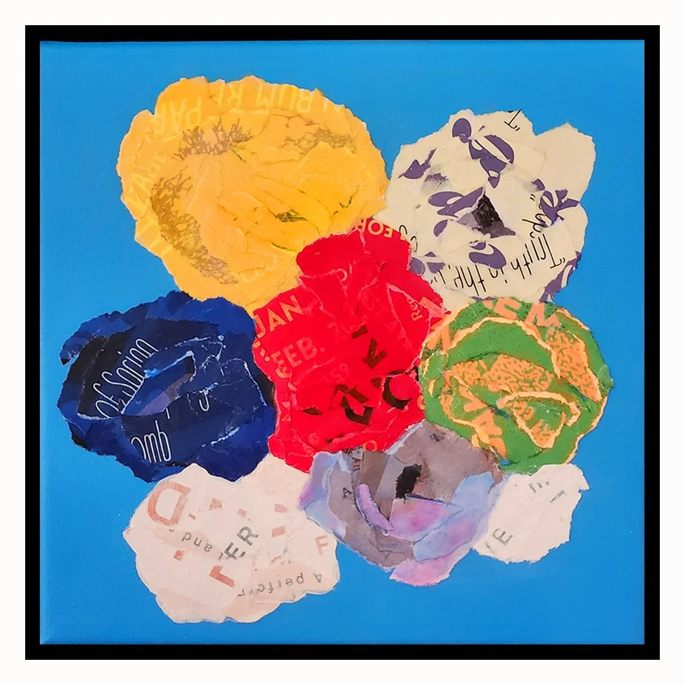 Small Blue Urban Bloom, 8" x 8", 2025 (SOLD)