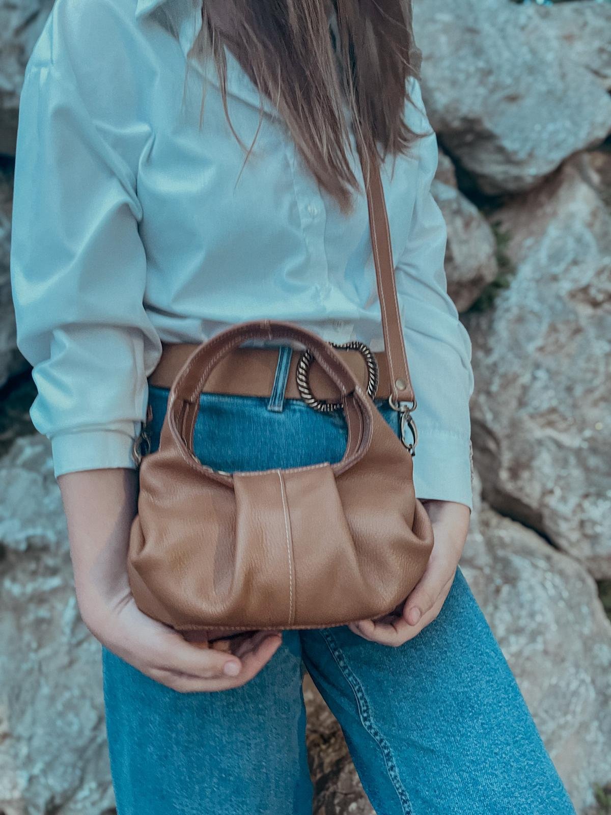 Sac fabriqué en france en cuir camel