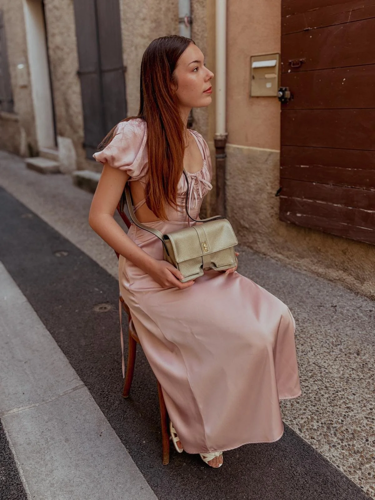Sac en cuir couleur doré