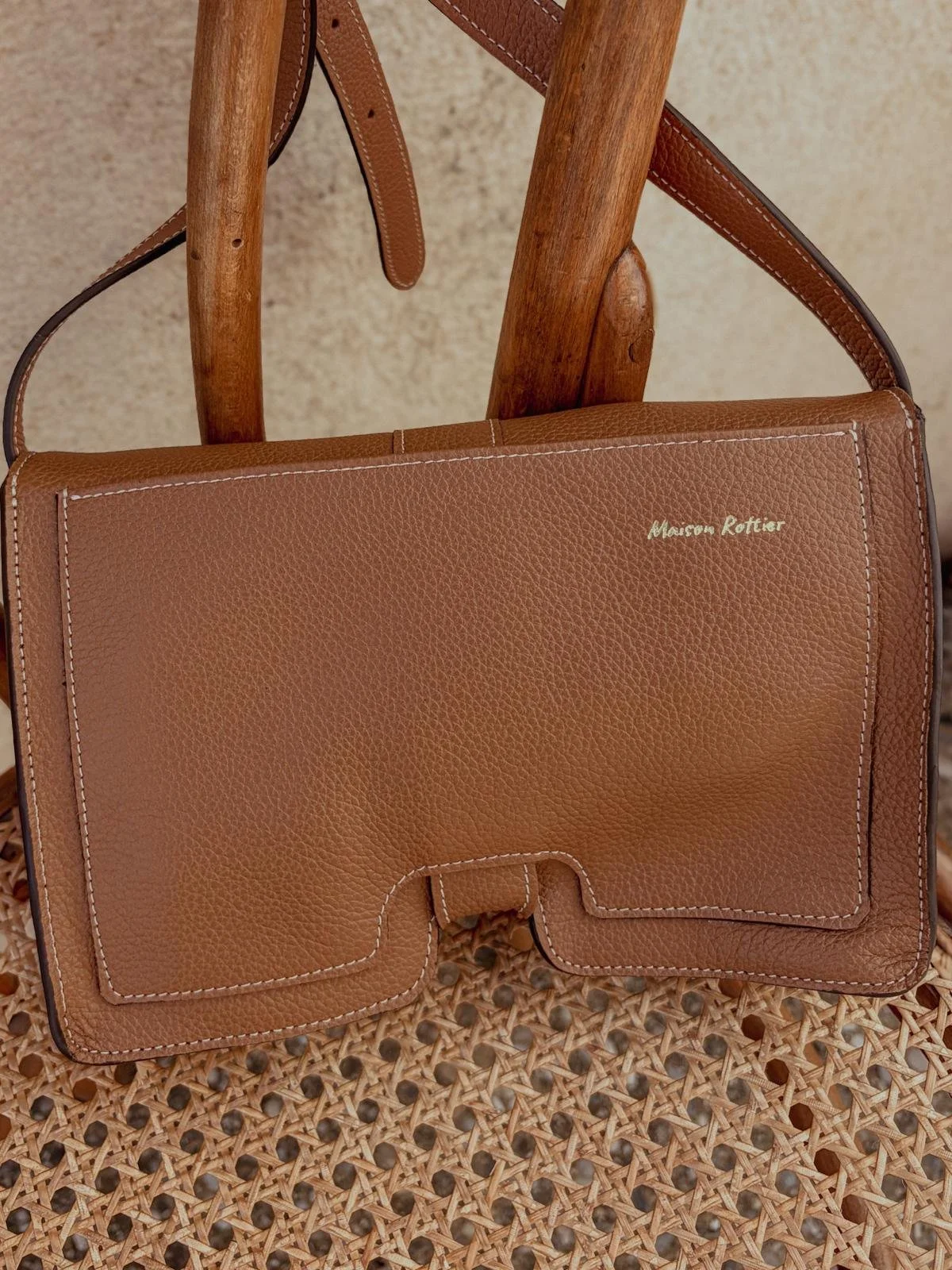 Sac français en cuir marron