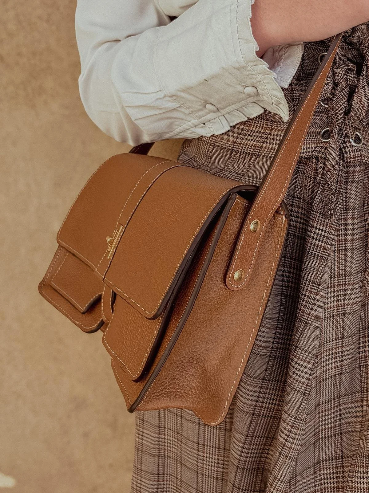 Sac français en cuir marron