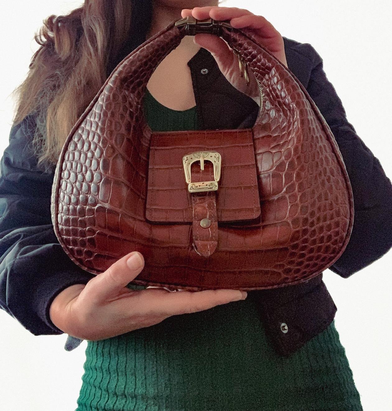 Crocodile Handbag Sac Lancaster Croco Marron Sac Seau Lancaster