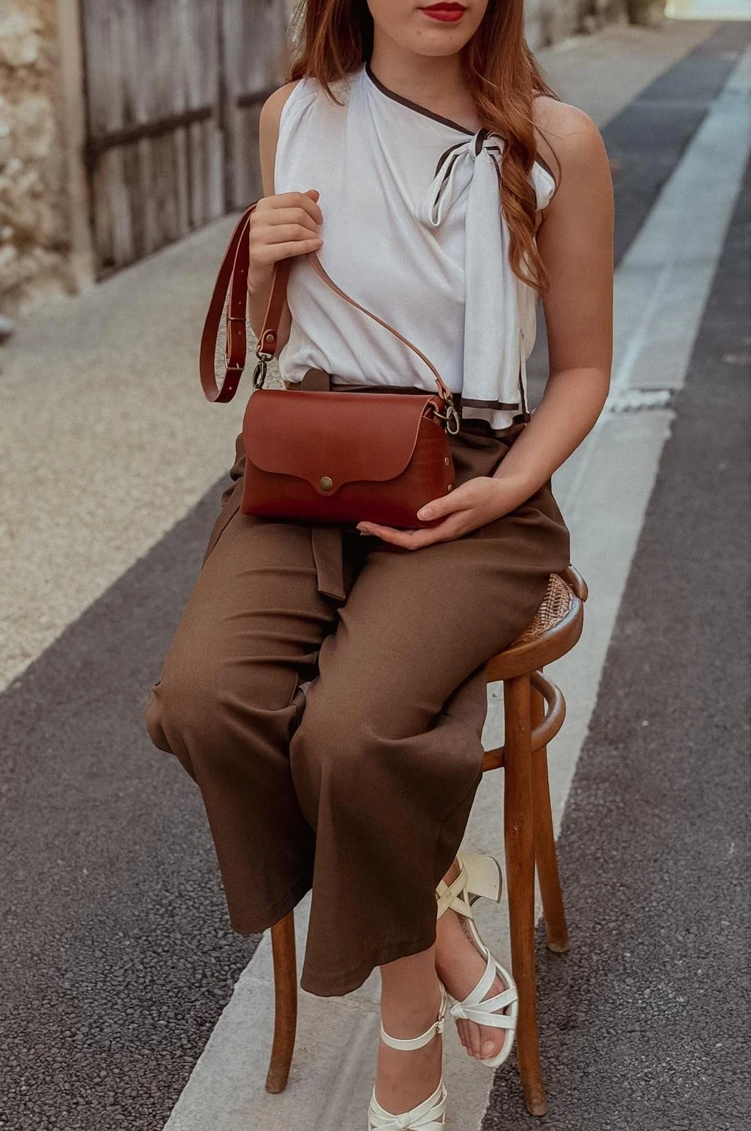 Sac en cuir marron foncé