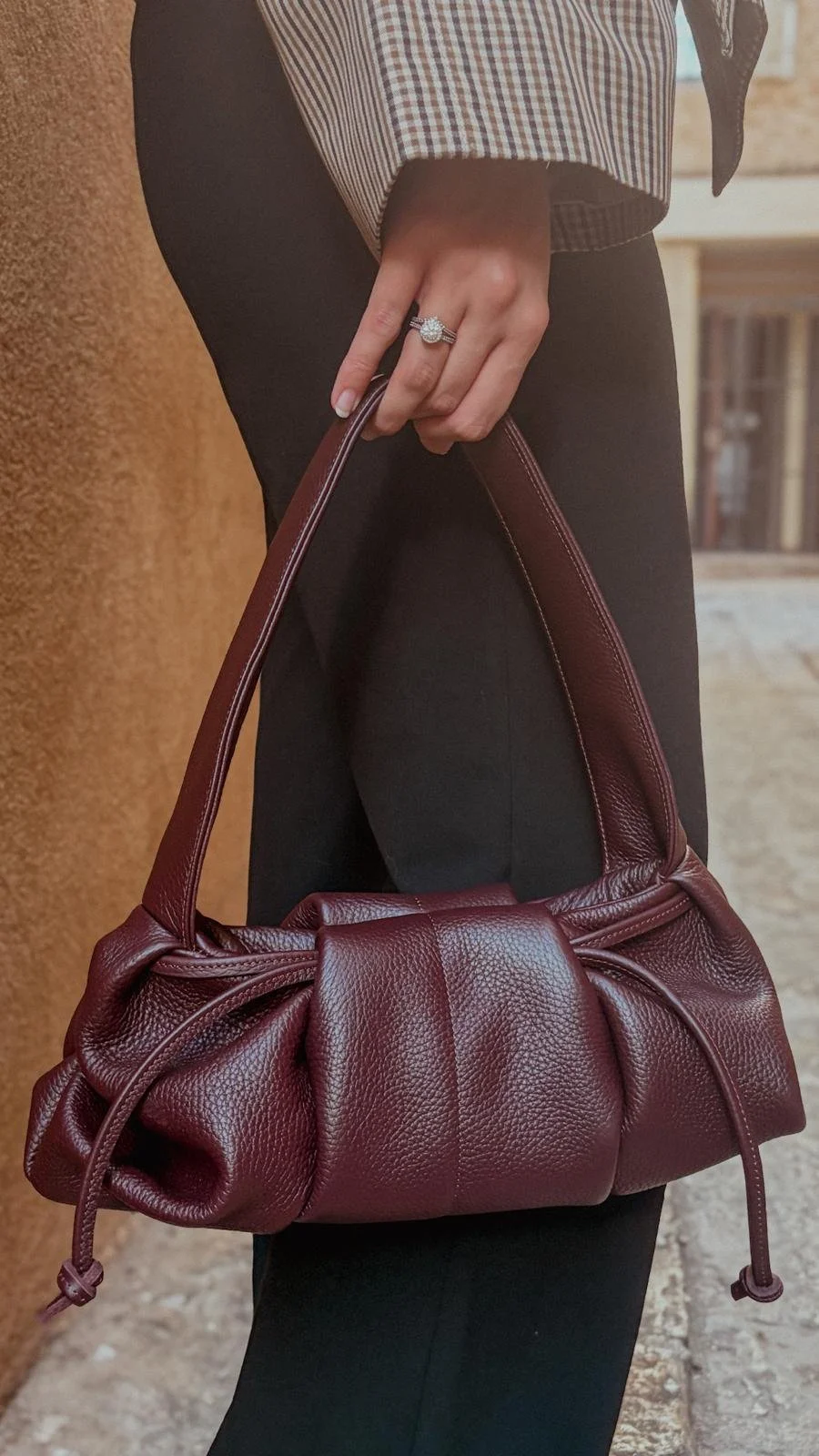 Sac en cuir rouge bordeaux