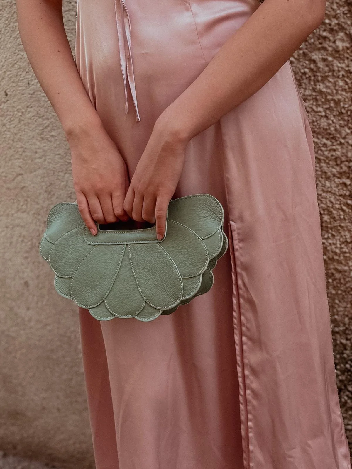 Sac en cuir vert pastel