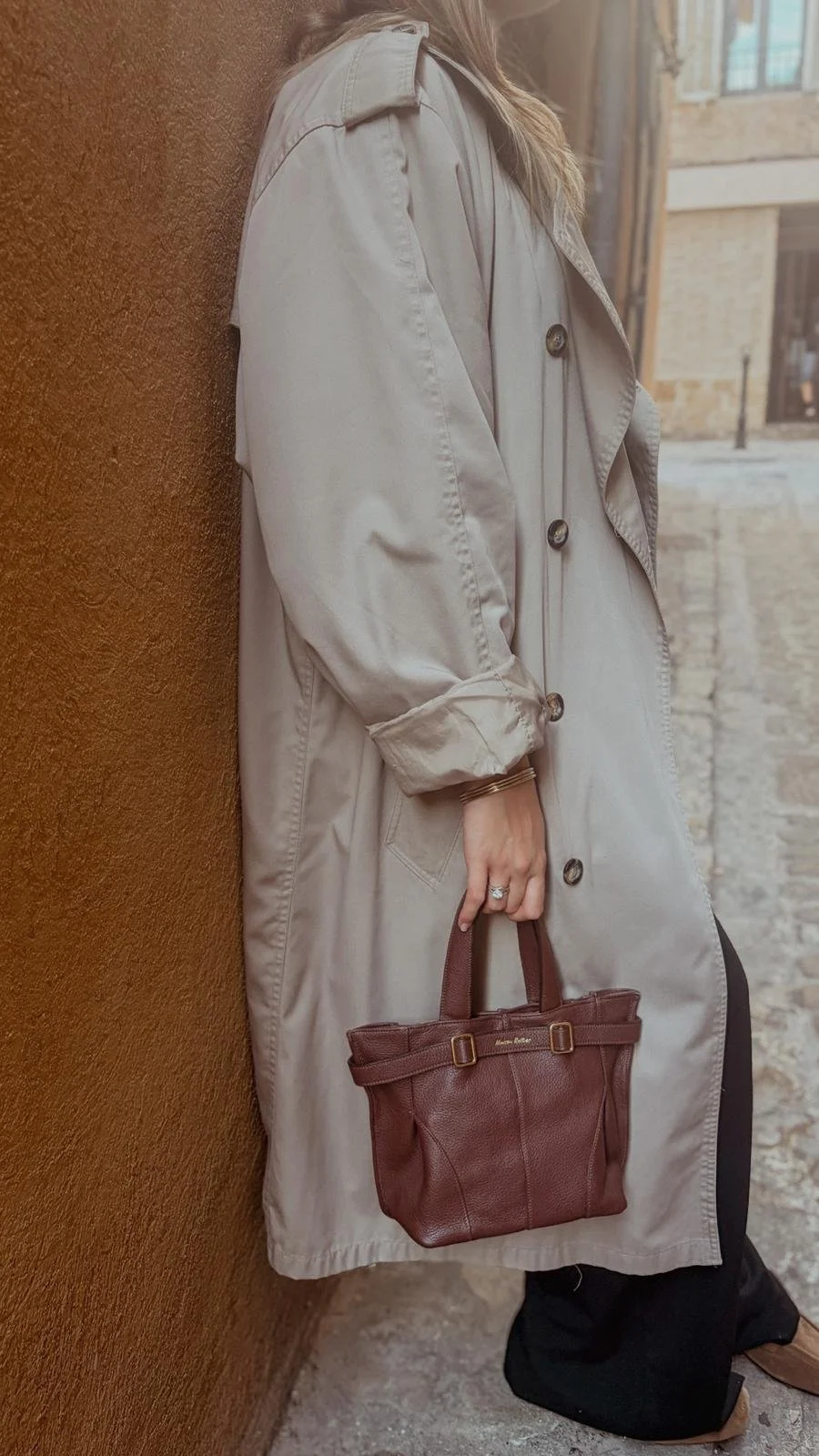 Petit sac cabas en cuir marron chocolat