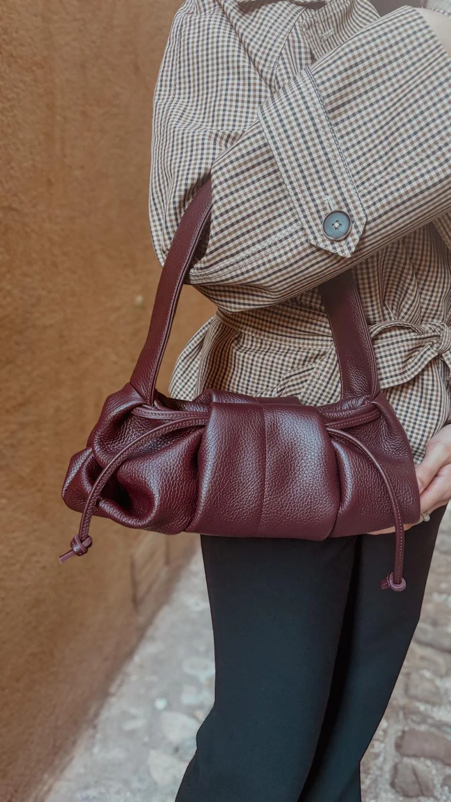 Sac en cuir bordeaux