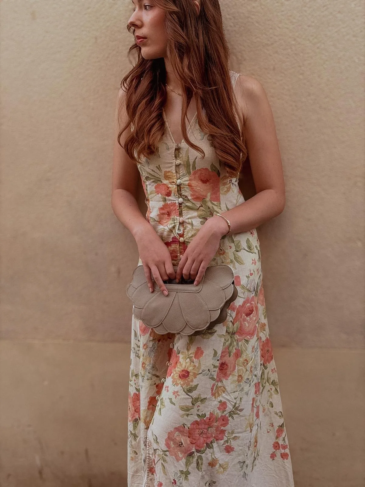 Sac de soirée en cuir taupe