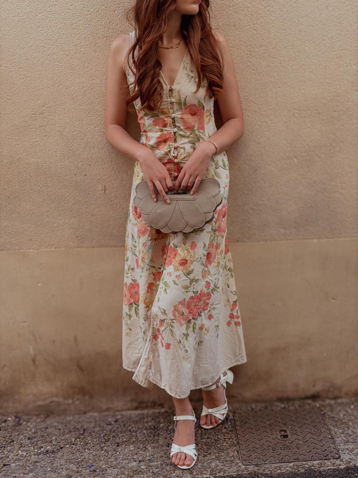 Sac de soirée en cuir taupe