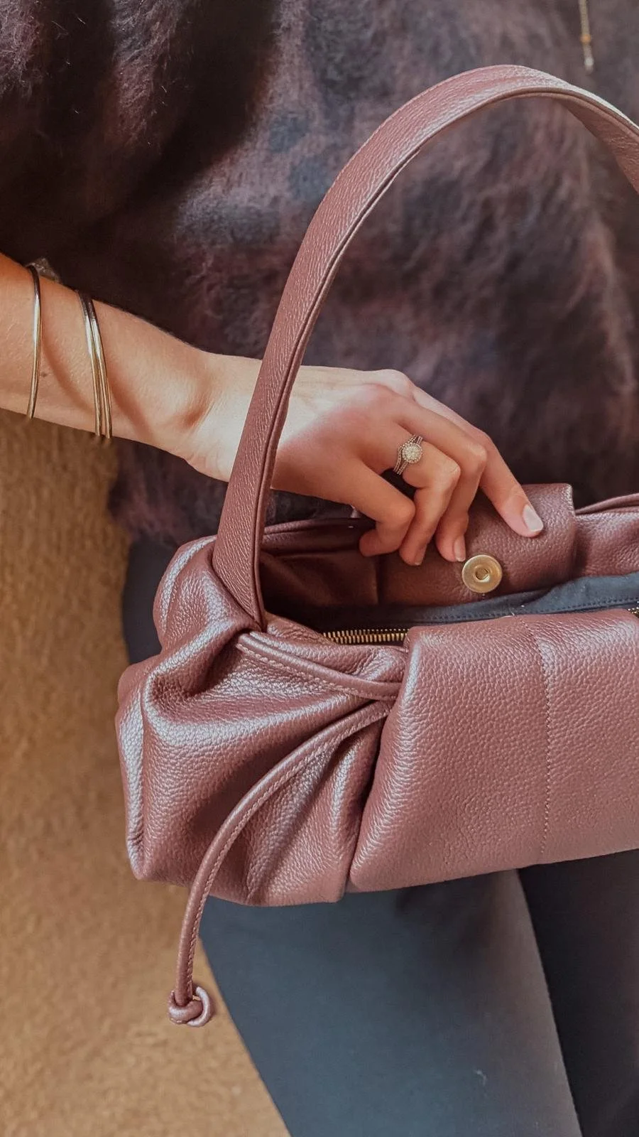 Sac en cuir marron chocolat