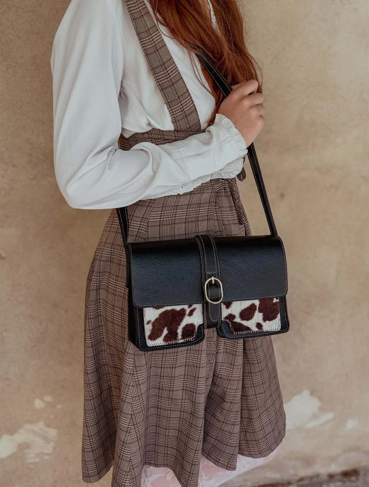 Sac en Cuir Noir Motif Vachette - Justine