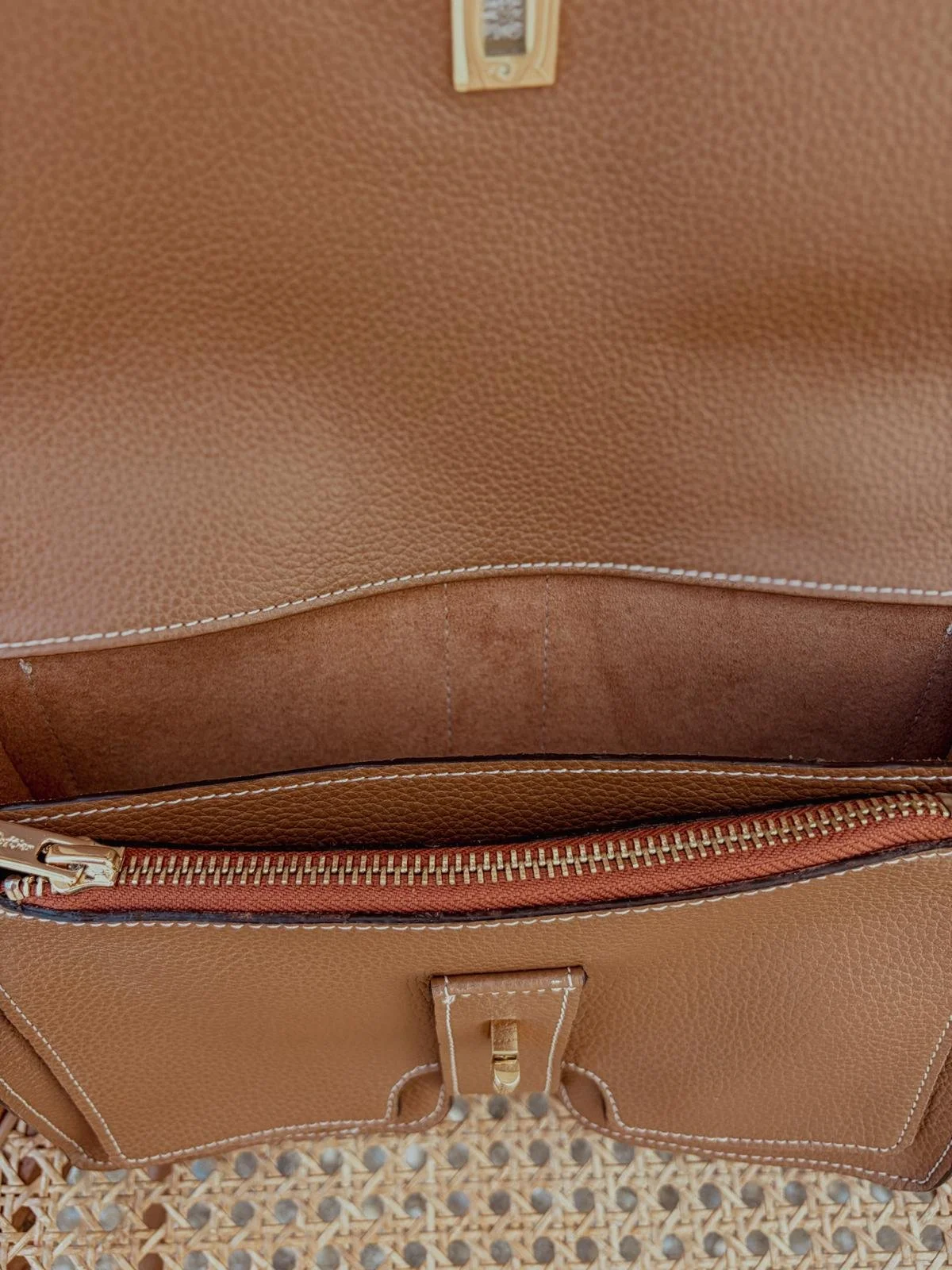 Sac français en cuir marron