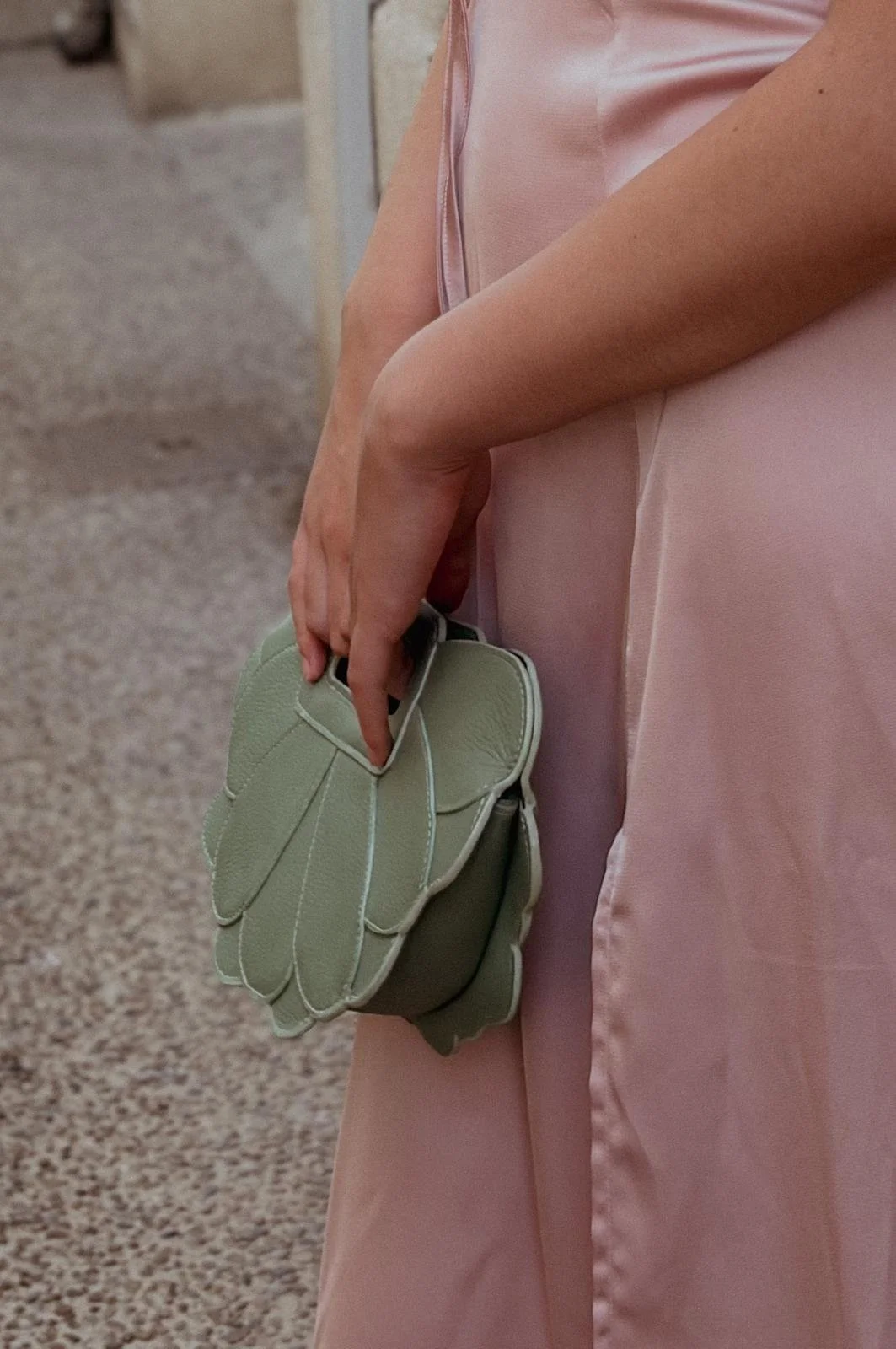 Sac en cuir vert pastel