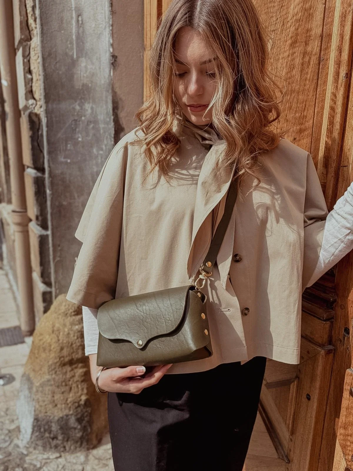 Sac en cuir épais vert kaki