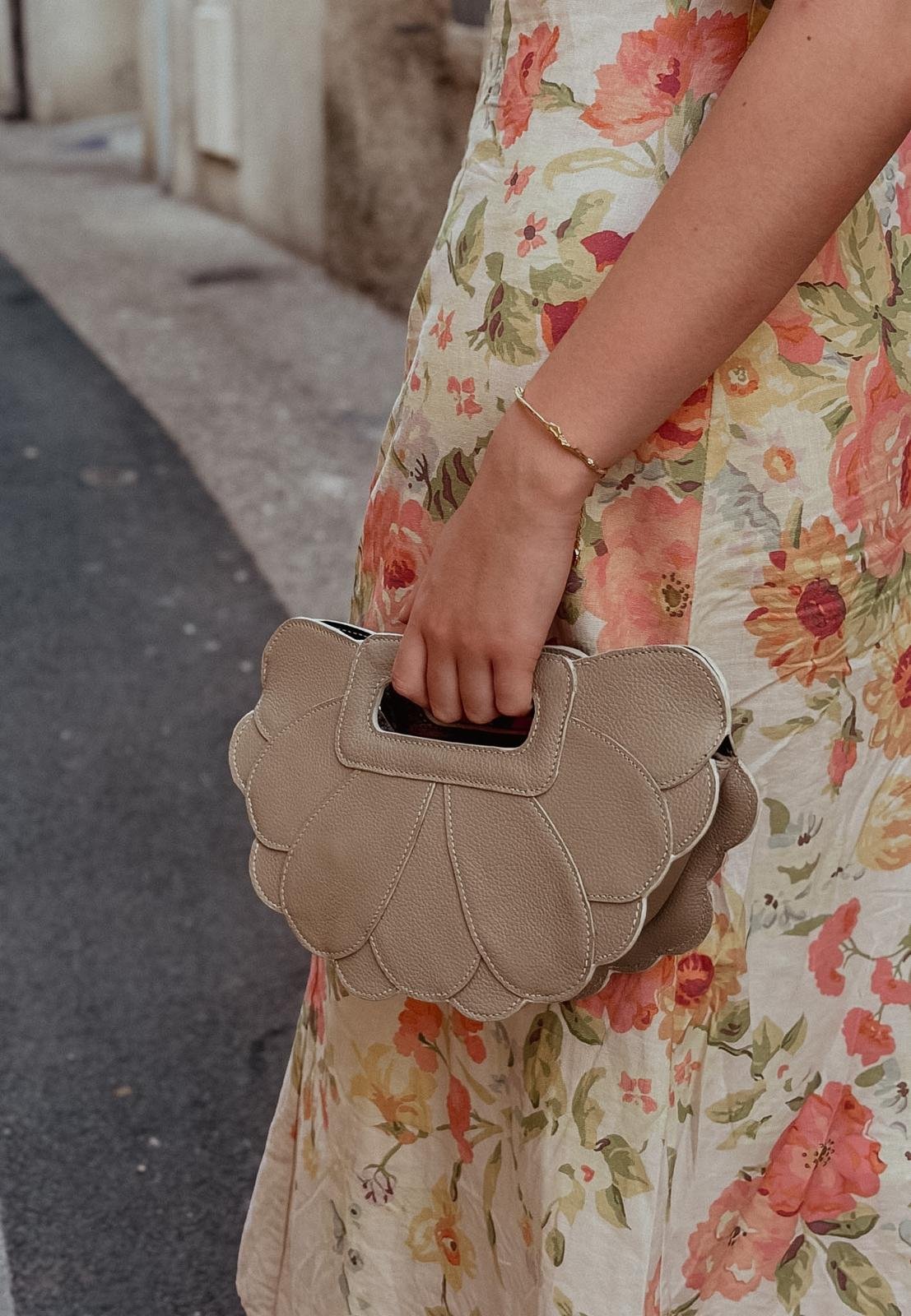 Sac de soirée en cuir taupe