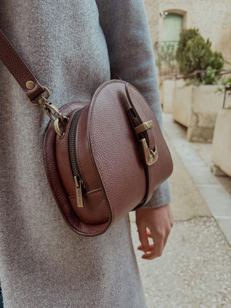 sac en cuir marron chocolat