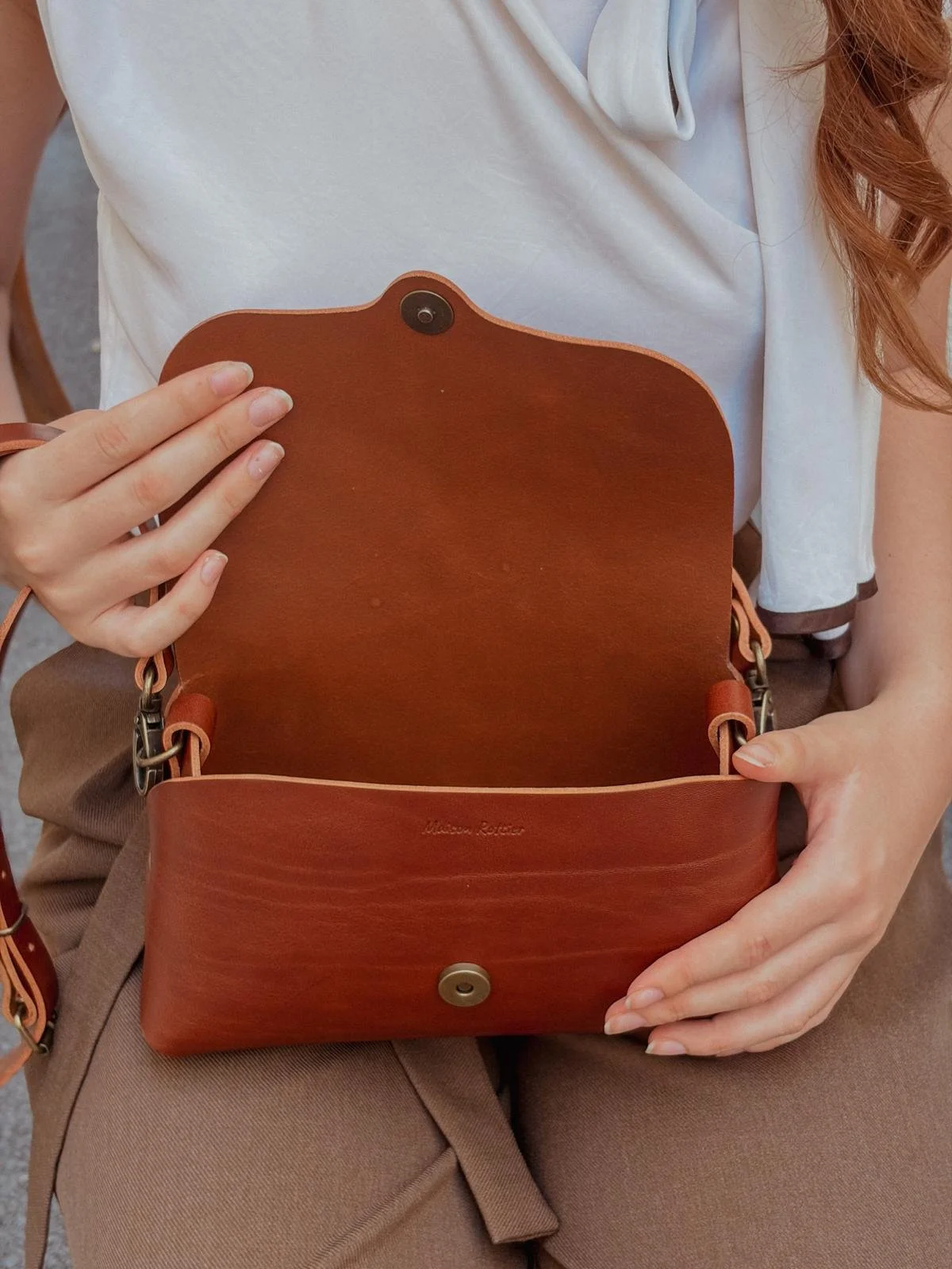 Sac en cuir marron foncé